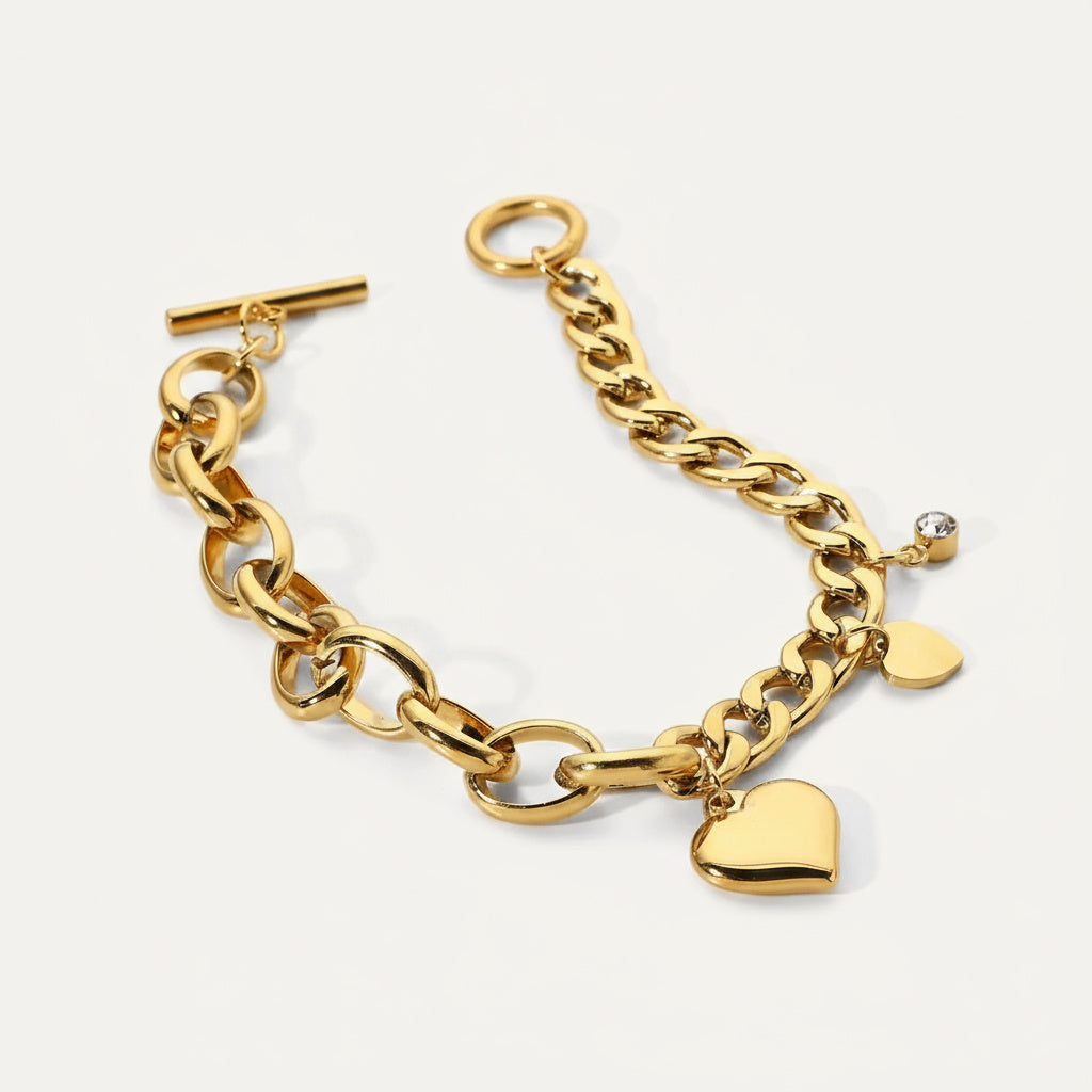 Heart & Crystal Charm Bracelet