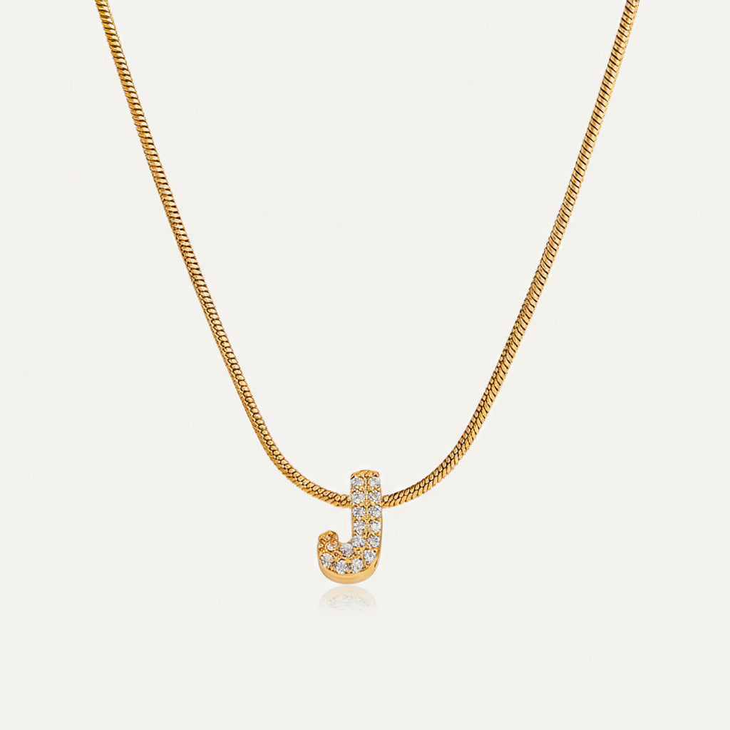 Dainty Bubble Diamond Initial Necklace