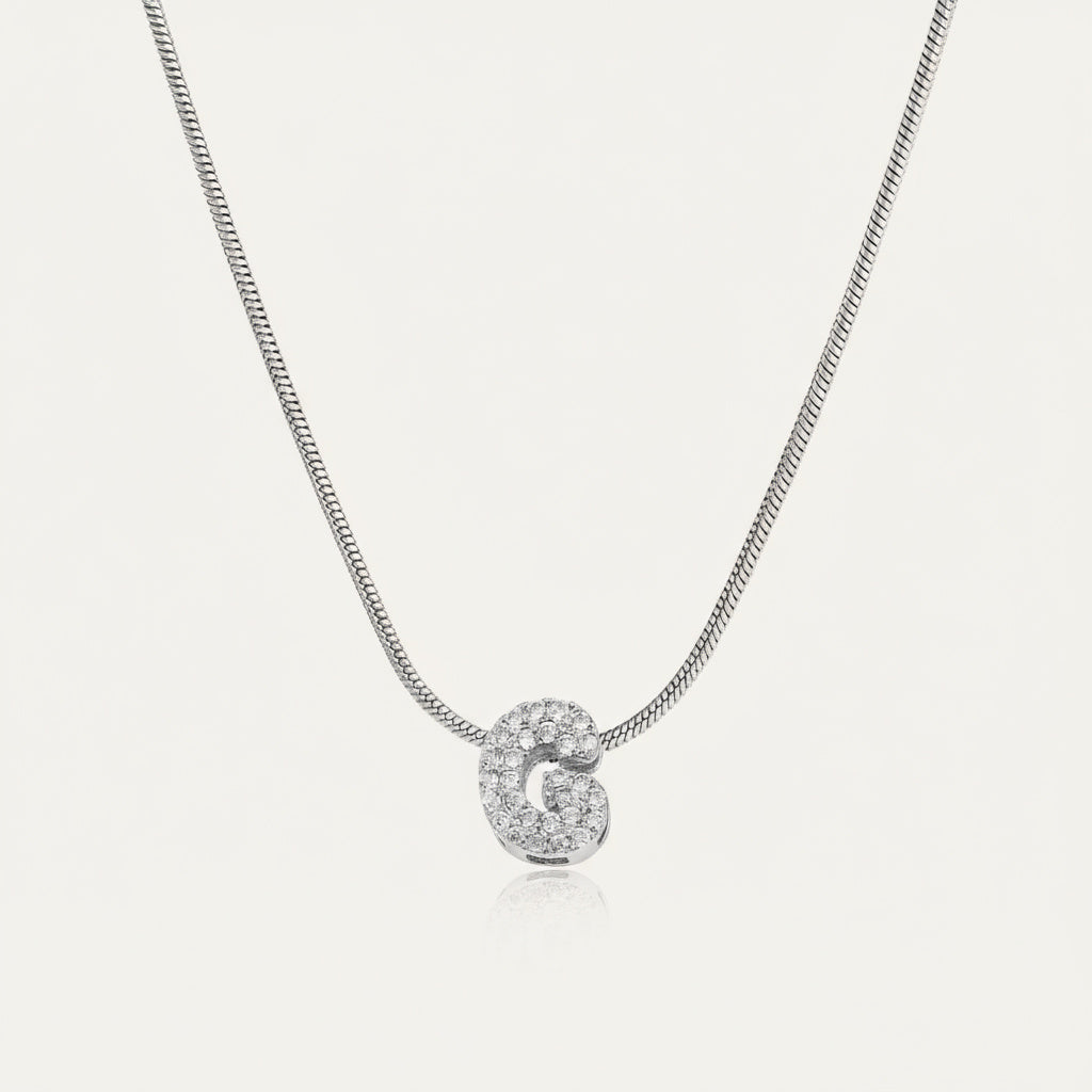 Dainty Bubble Diamond Initial Necklace