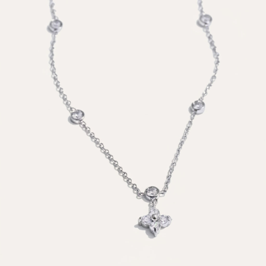 Zirconia Flower Pendant Necklace