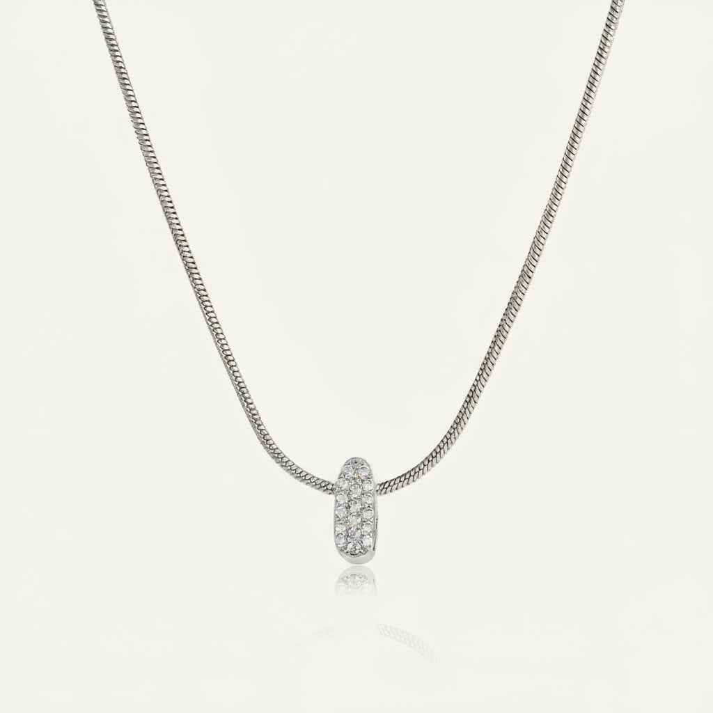 Dainty Bubble Diamond Initial Necklace