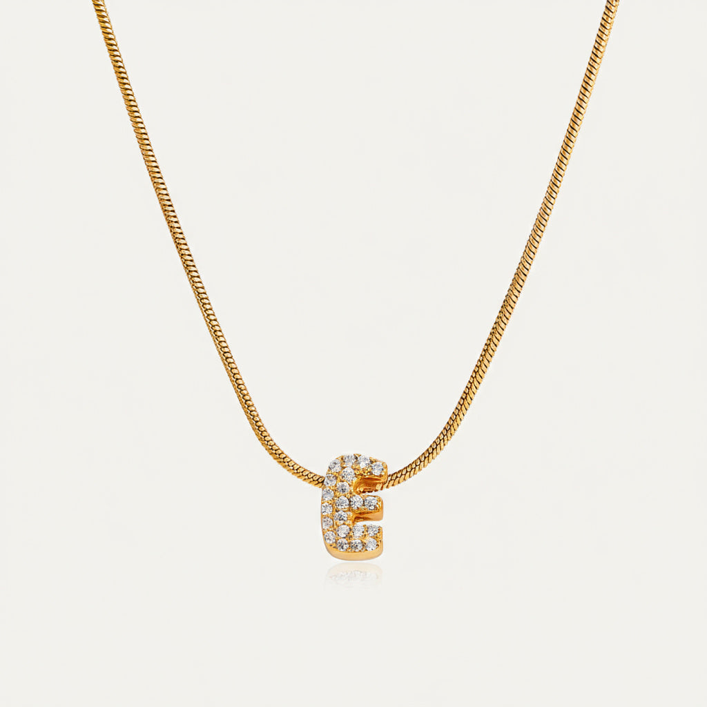 Dainty Bubble Diamond Initial Necklace
