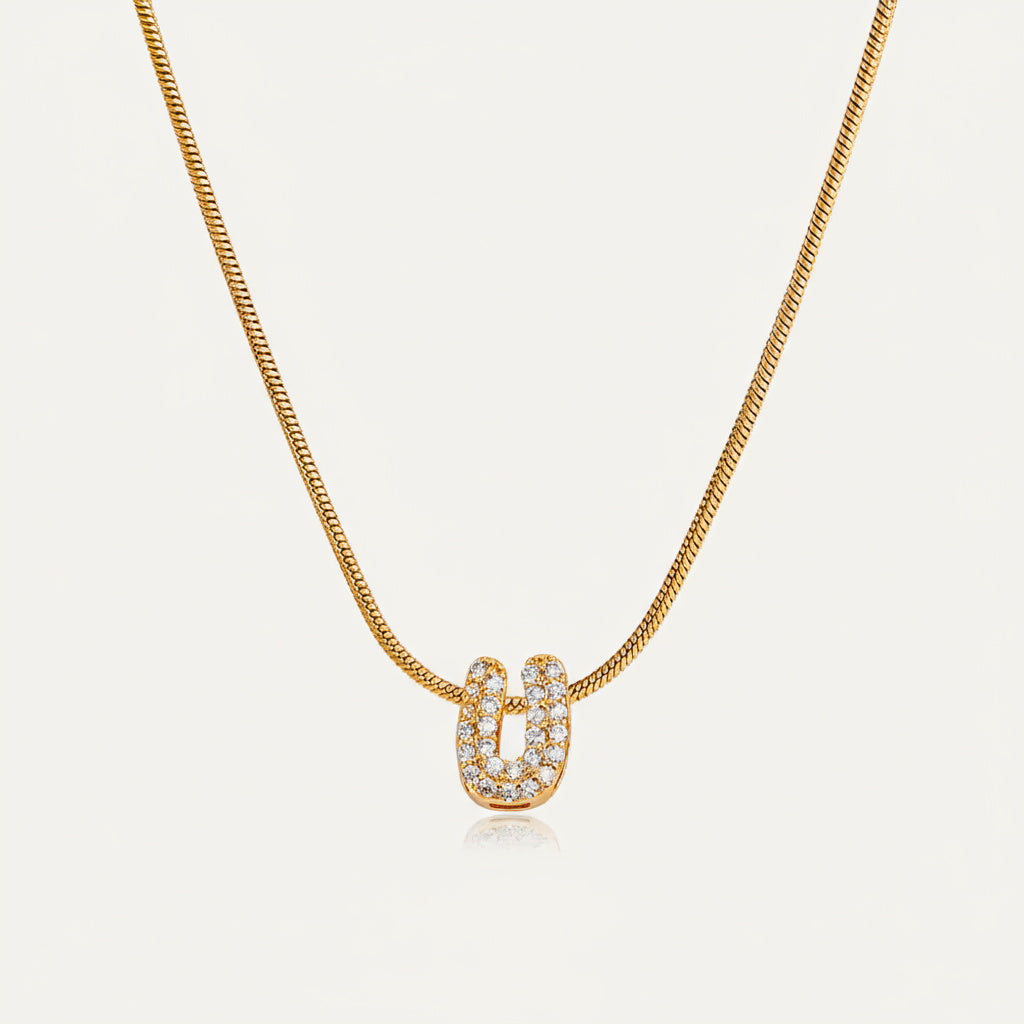 Dainty Bubble Diamond Initial Necklace