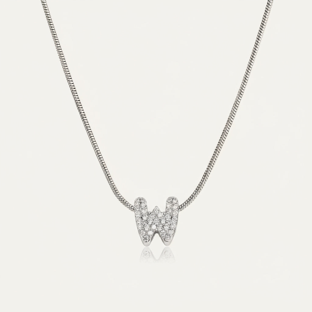 Dainty Bubble Diamond Initial Necklace