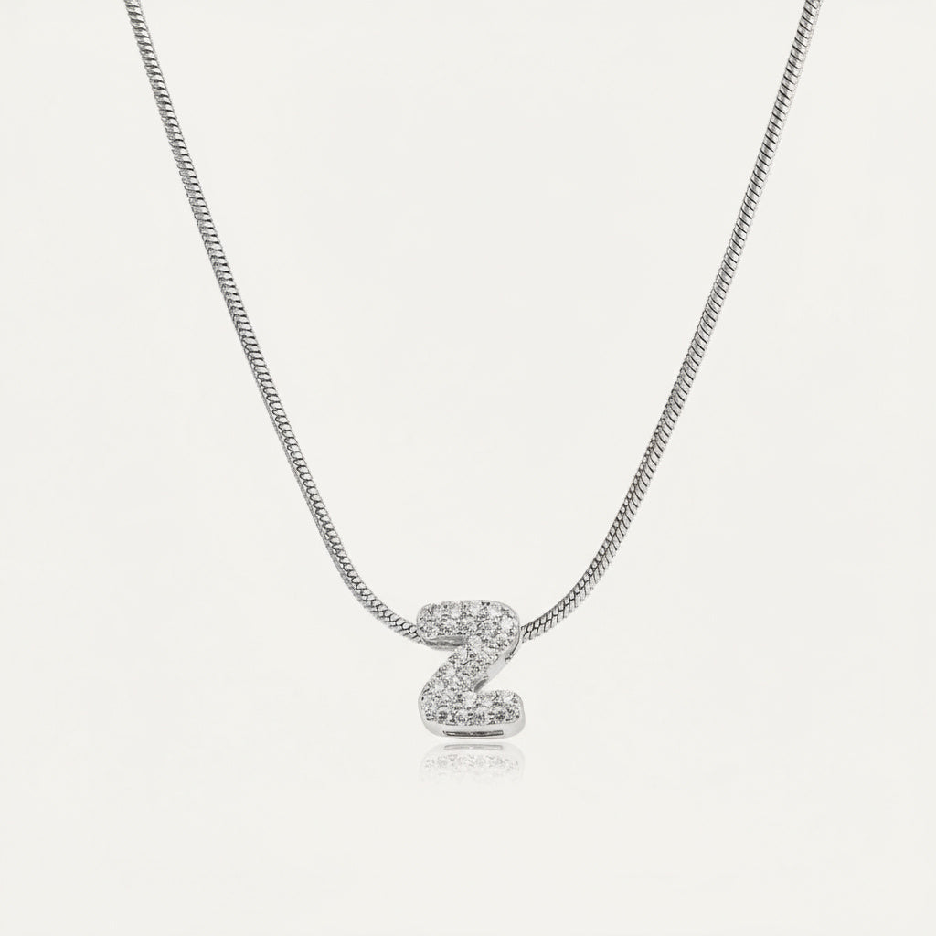 Dainty Bubble Diamond Initial Necklace