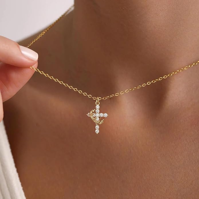 Crown Cross Pendant Necklace