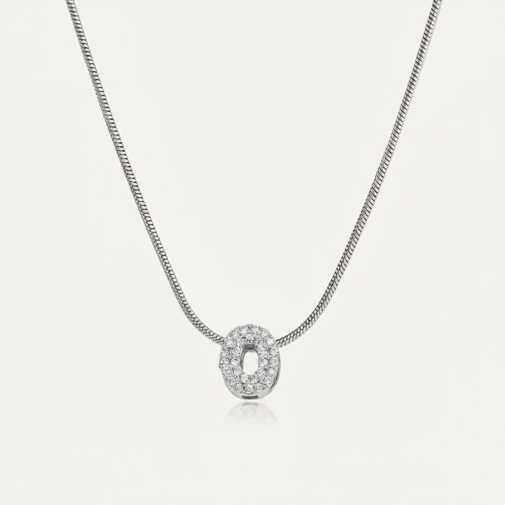 Dainty Bubble Diamond Initial Necklace