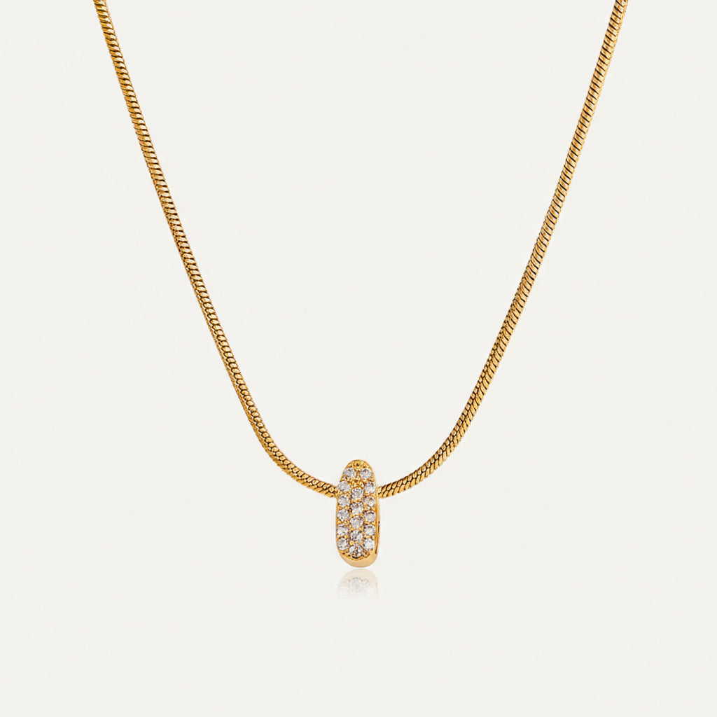 Dainty Bubble Diamond Initial Necklace
