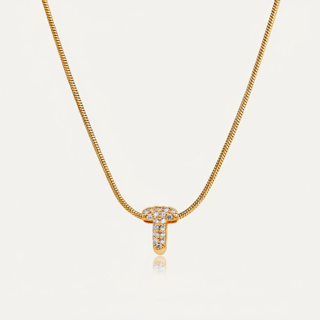 Dainty Bubble Diamond Initial Necklace