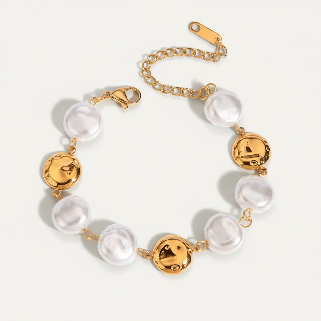 Sculpted Pearl Link Bracelet