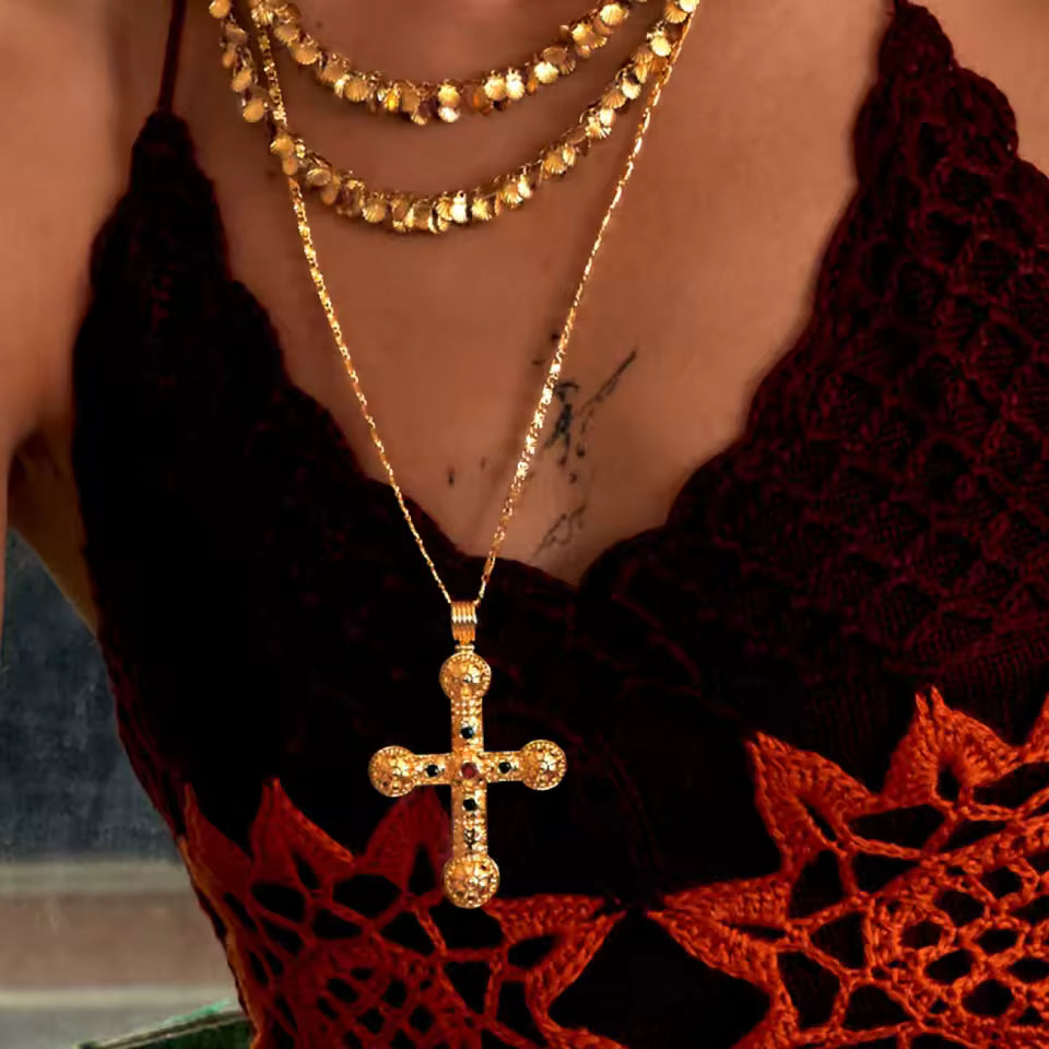 Colorful Zircon Cross Pendant