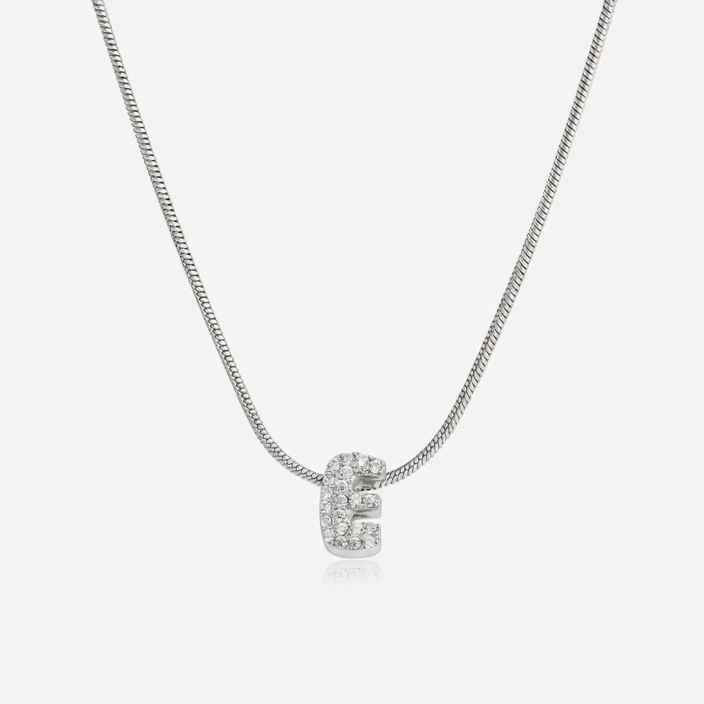 Dainty Bubble Diamond Initial Necklace