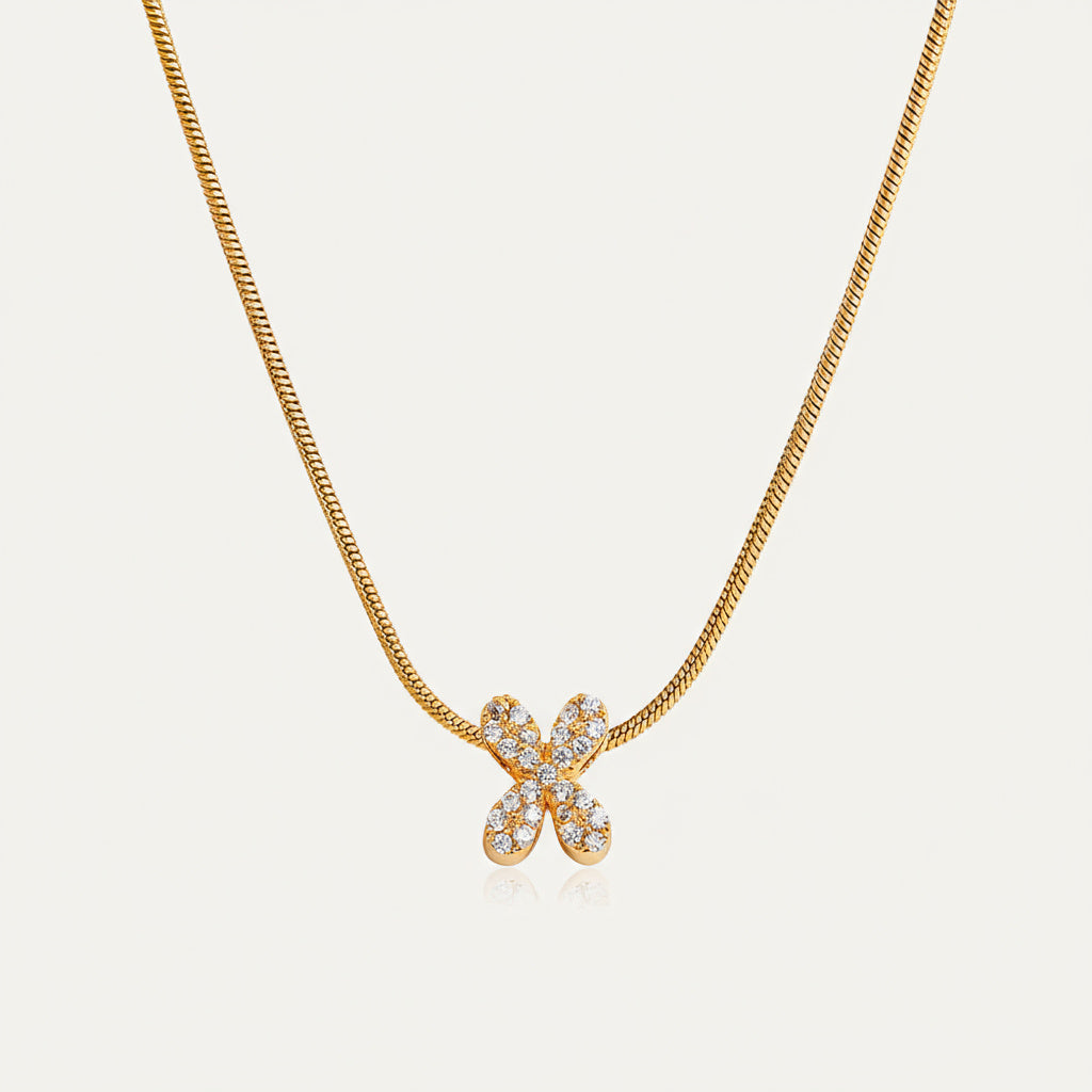 Dainty Bubble Diamond Initial Necklace