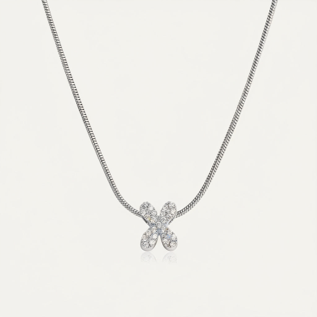 Dainty Bubble Diamond Initial Necklace