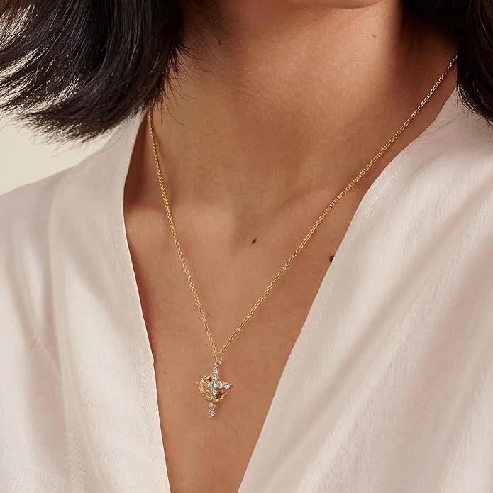 Crown Cross Pendant Necklace