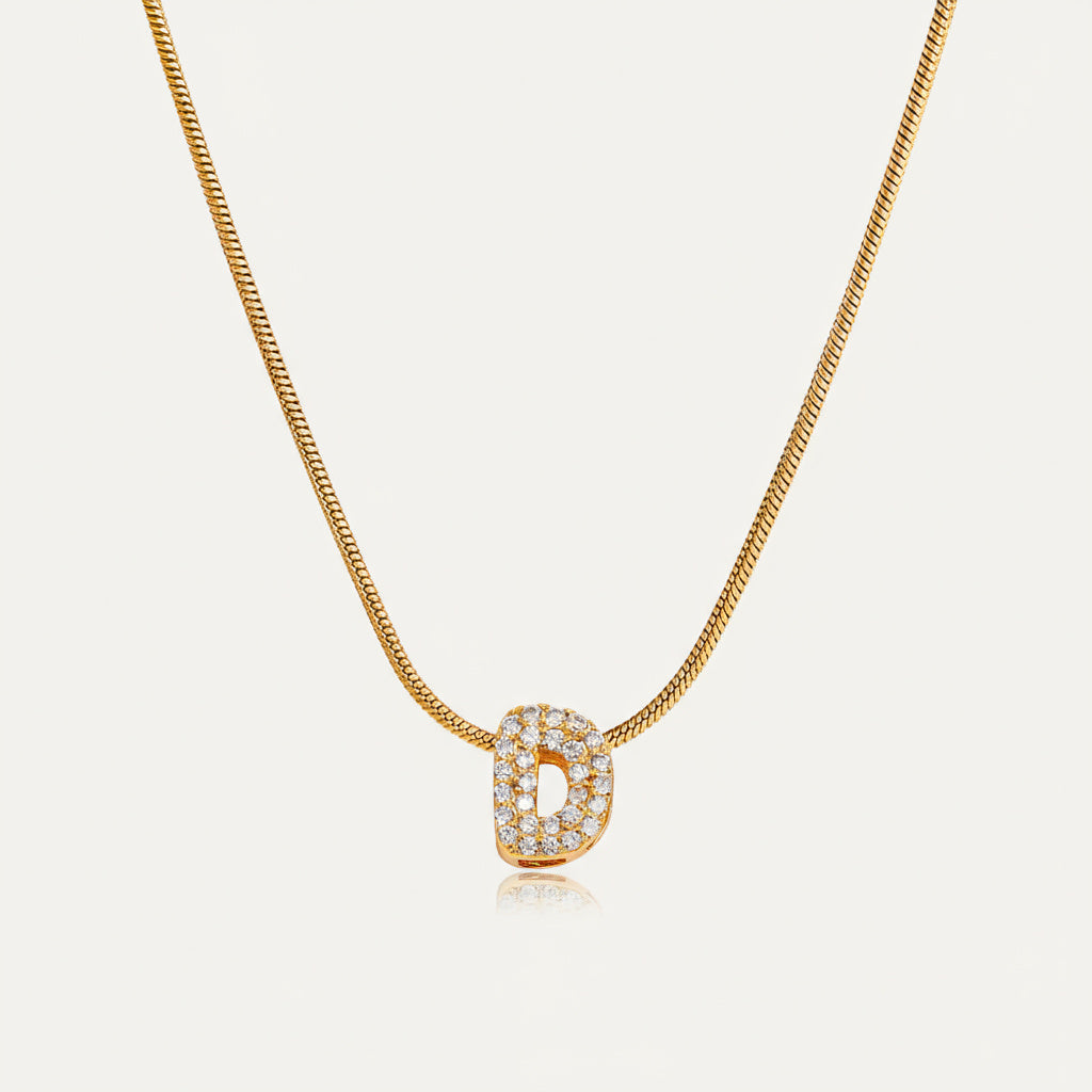 Dainty Bubble Diamond Initial Necklace