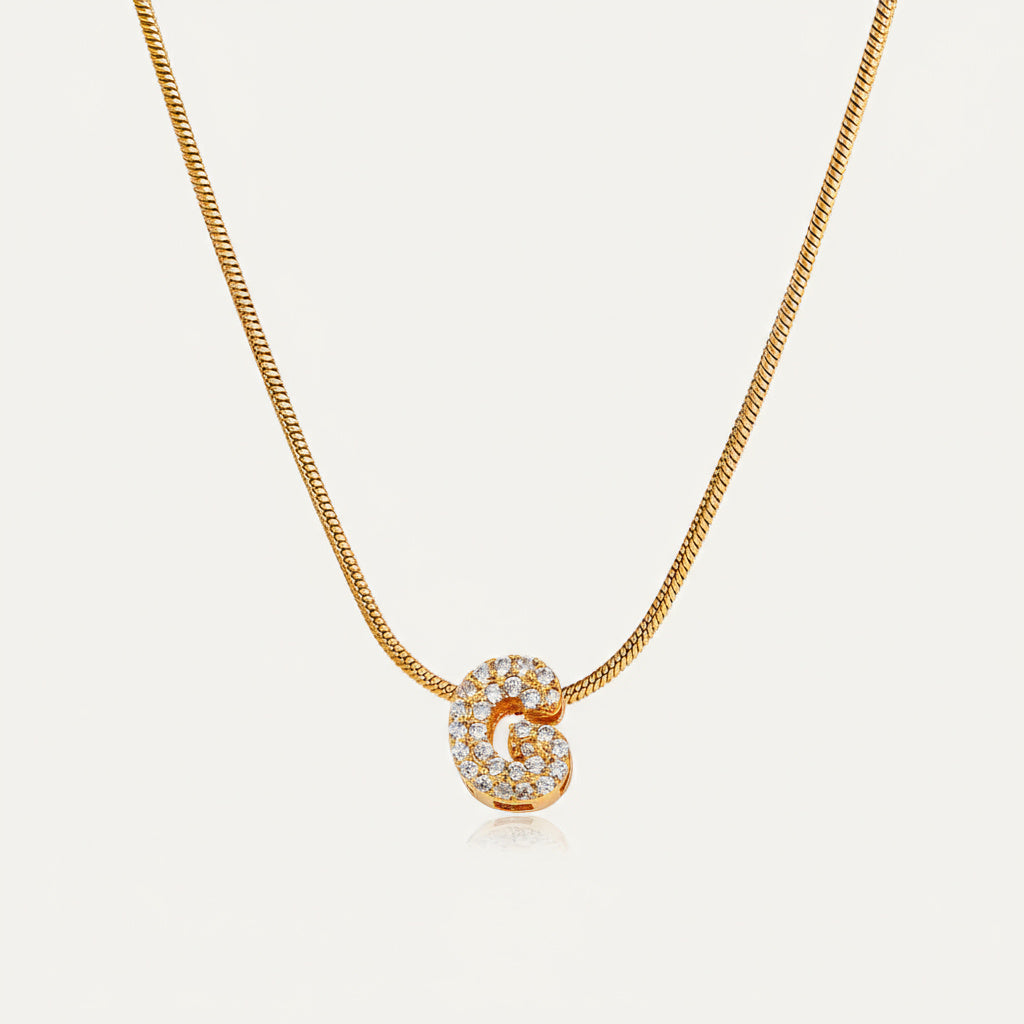 Dainty Bubble Diamond Initial Necklace