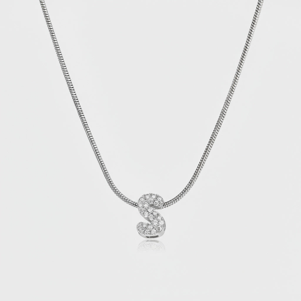 Dainty Bubble Diamond Initial Necklace