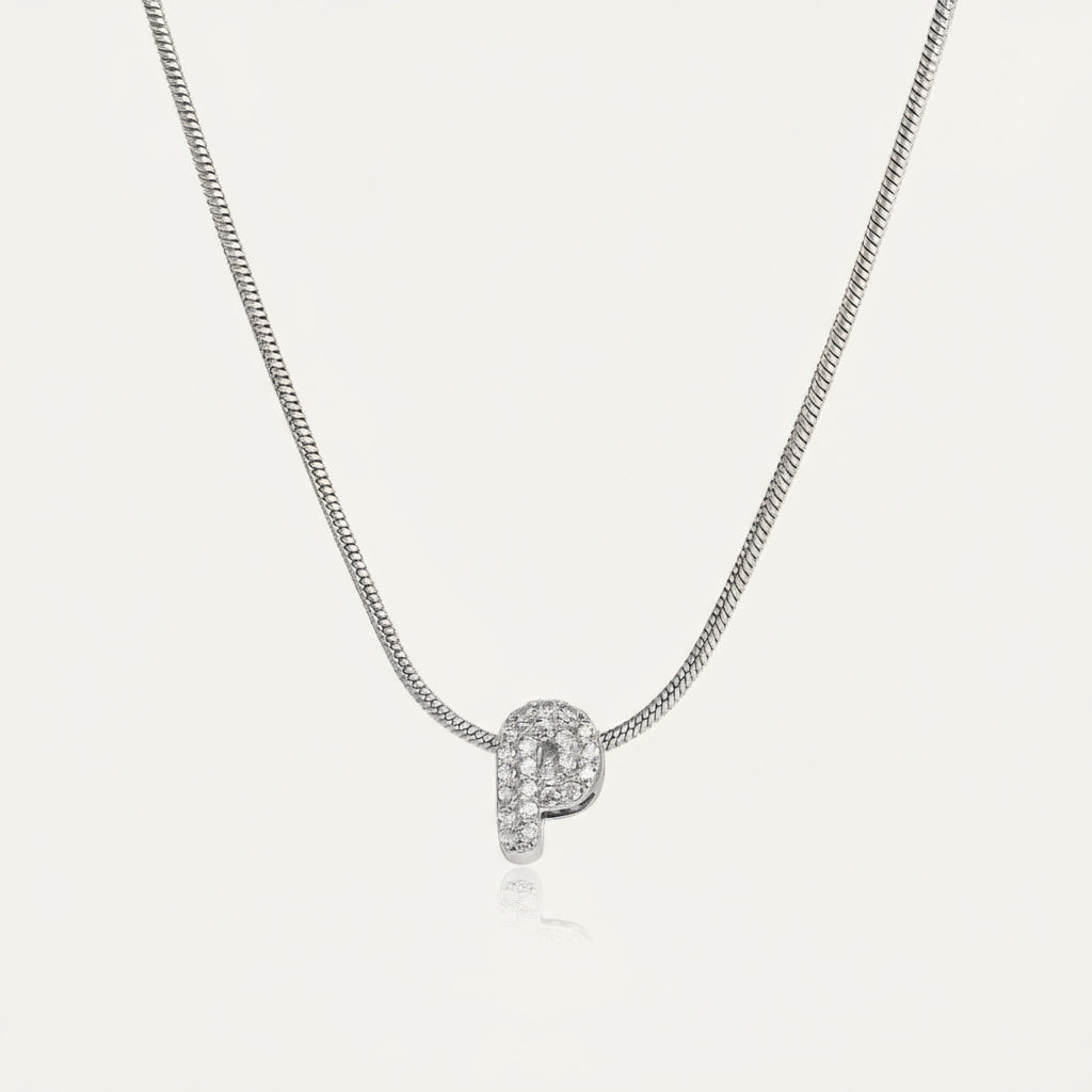 Dainty Bubble Diamond Initial Necklace