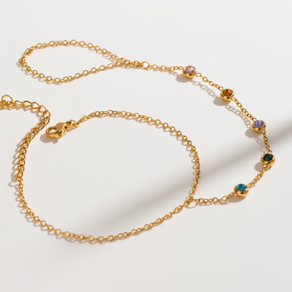 Gemstone Bracelet Ring Chain