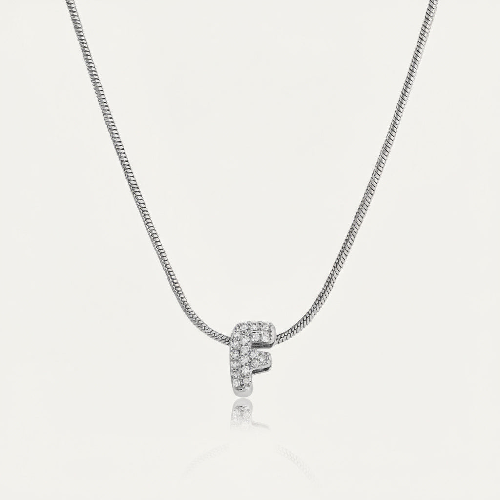 Dainty Bubble Diamond Initial Necklace