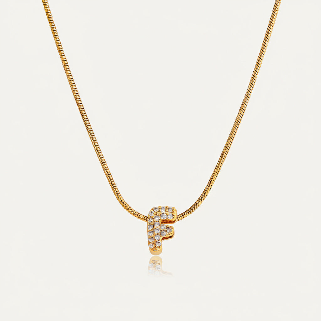Dainty Bubble Diamond Initial Necklace