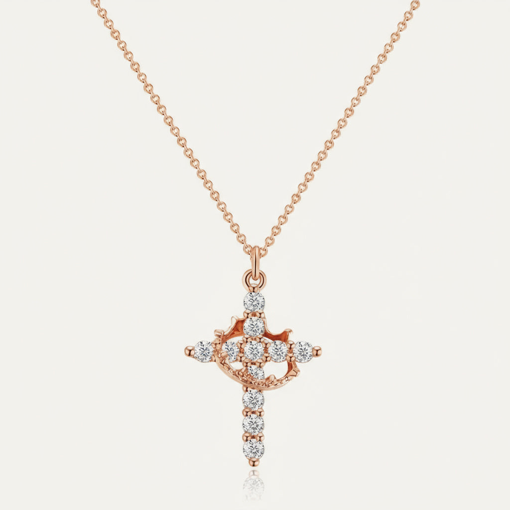 Crown Cross Pendant Necklace