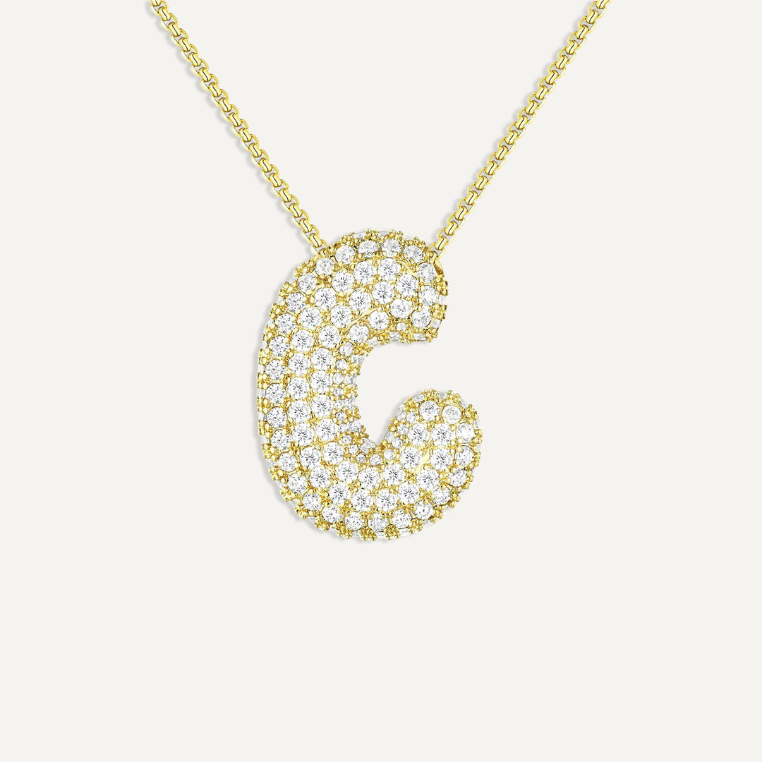 Initial Bubble Diamond Necklace