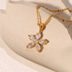 Zircon five-petal flower pendant