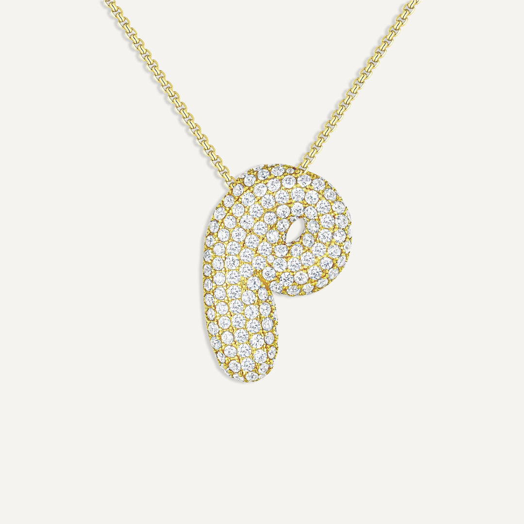Initial Bubble Diamond Necklace