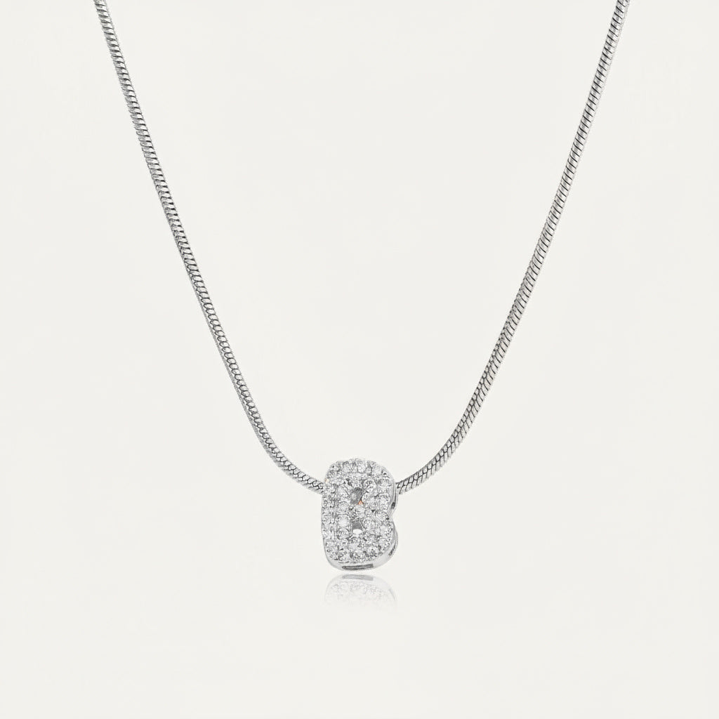 Dainty Bubble Diamond Initial Necklace
