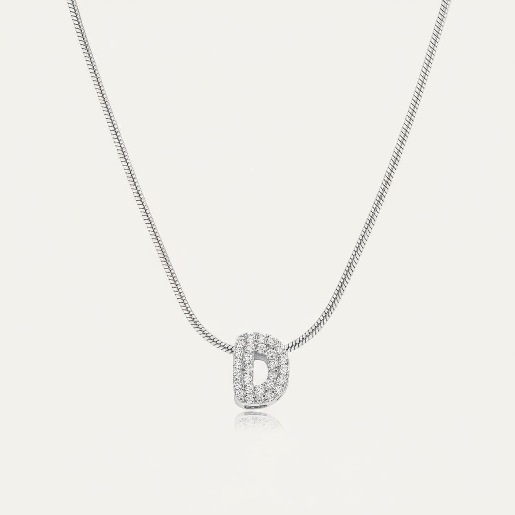 Dainty Bubble Diamond Initial Necklace
