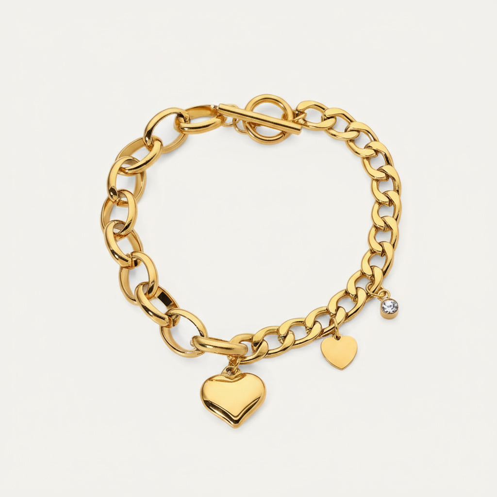 Heart & Crystal Charm Bracelet