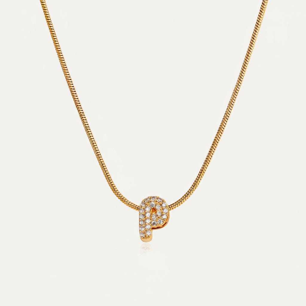 Dainty Bubble Diamond Initial Necklace