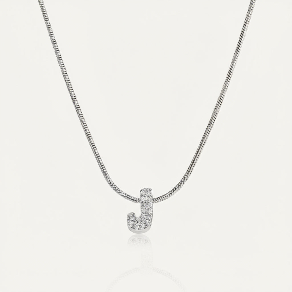 Dainty Bubble Diamond Initial Necklace