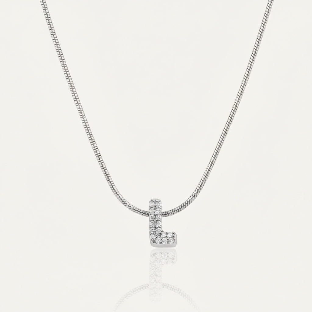 Dainty Bubble Diamond Initial Necklace
