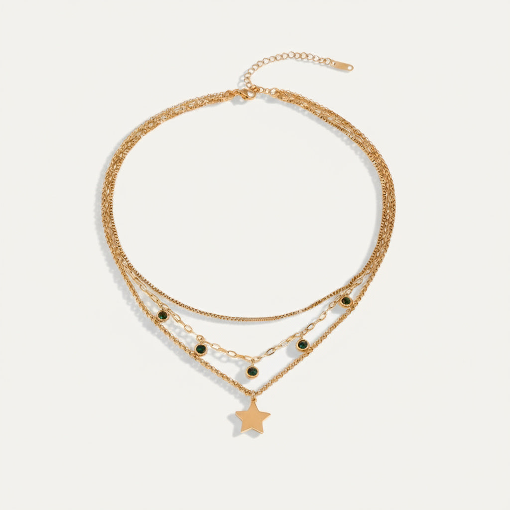 Green Rhinestone Star Pendant