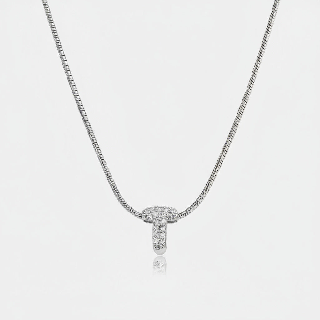 Dainty Bubble Diamond Initial Necklace