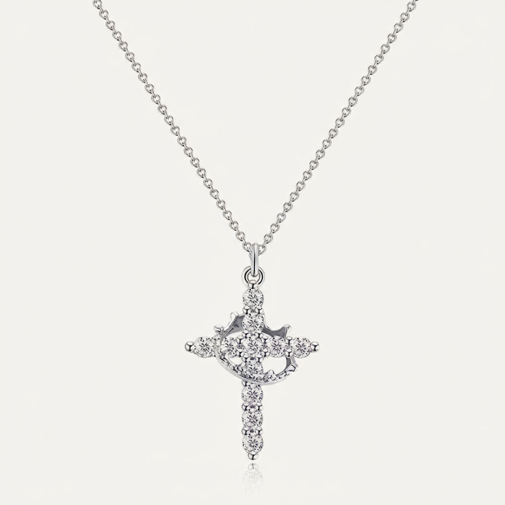 Crown Cross Pendant Necklace