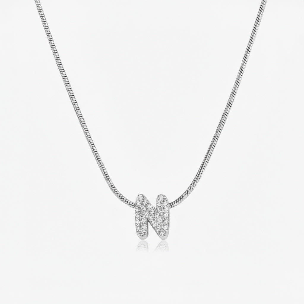 Dainty Bubble Diamond Initial Necklace