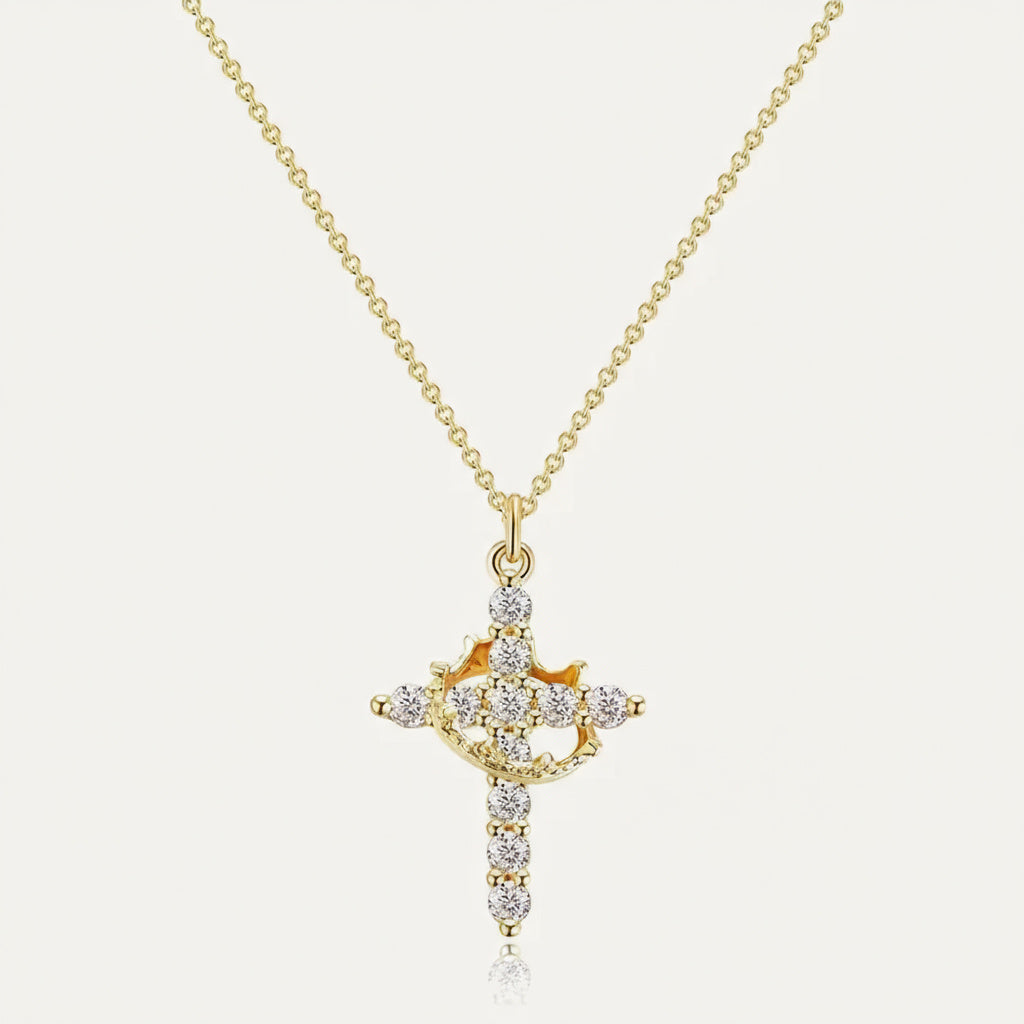 Crown Cross Pendant Necklace