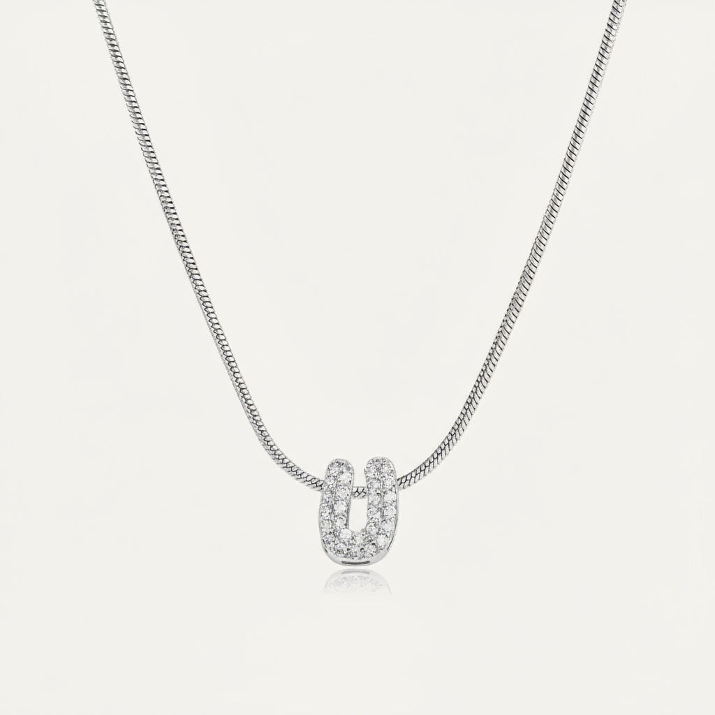 Dainty Bubble Diamond Initial Necklace