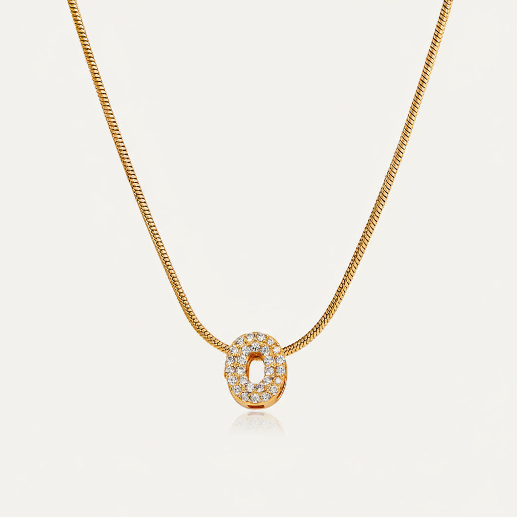 Dainty Bubble Diamond Initial Necklace