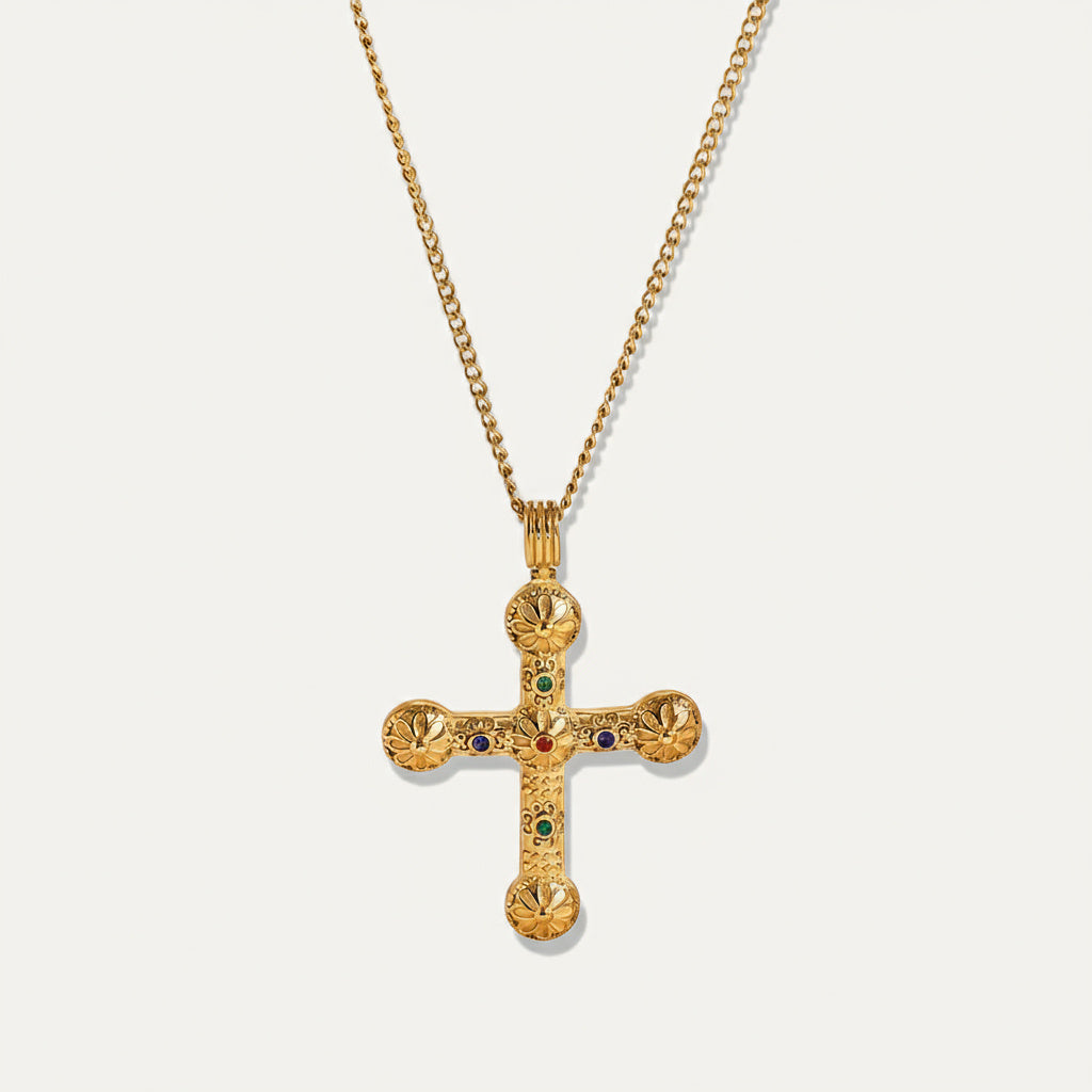 Colorful Zircon Cross Pendant