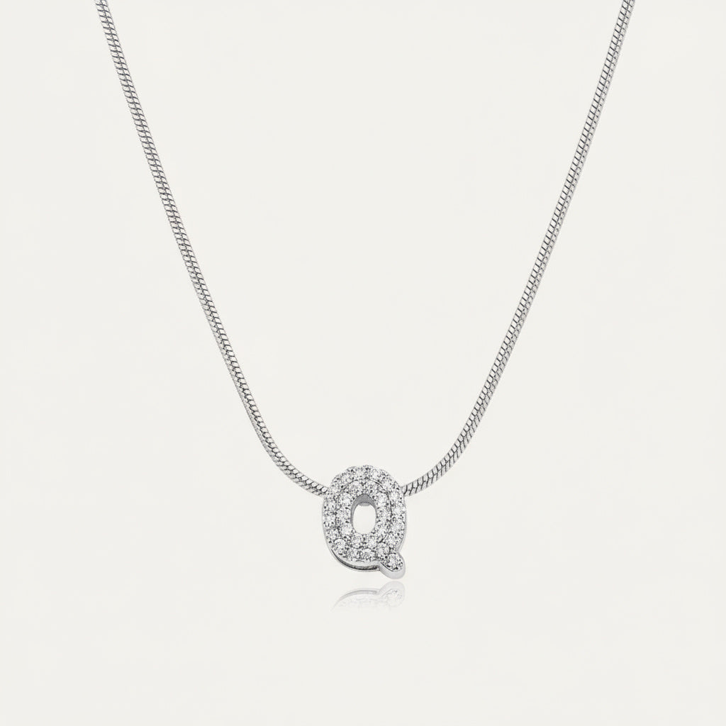 Dainty Bubble Diamond Initial Necklace