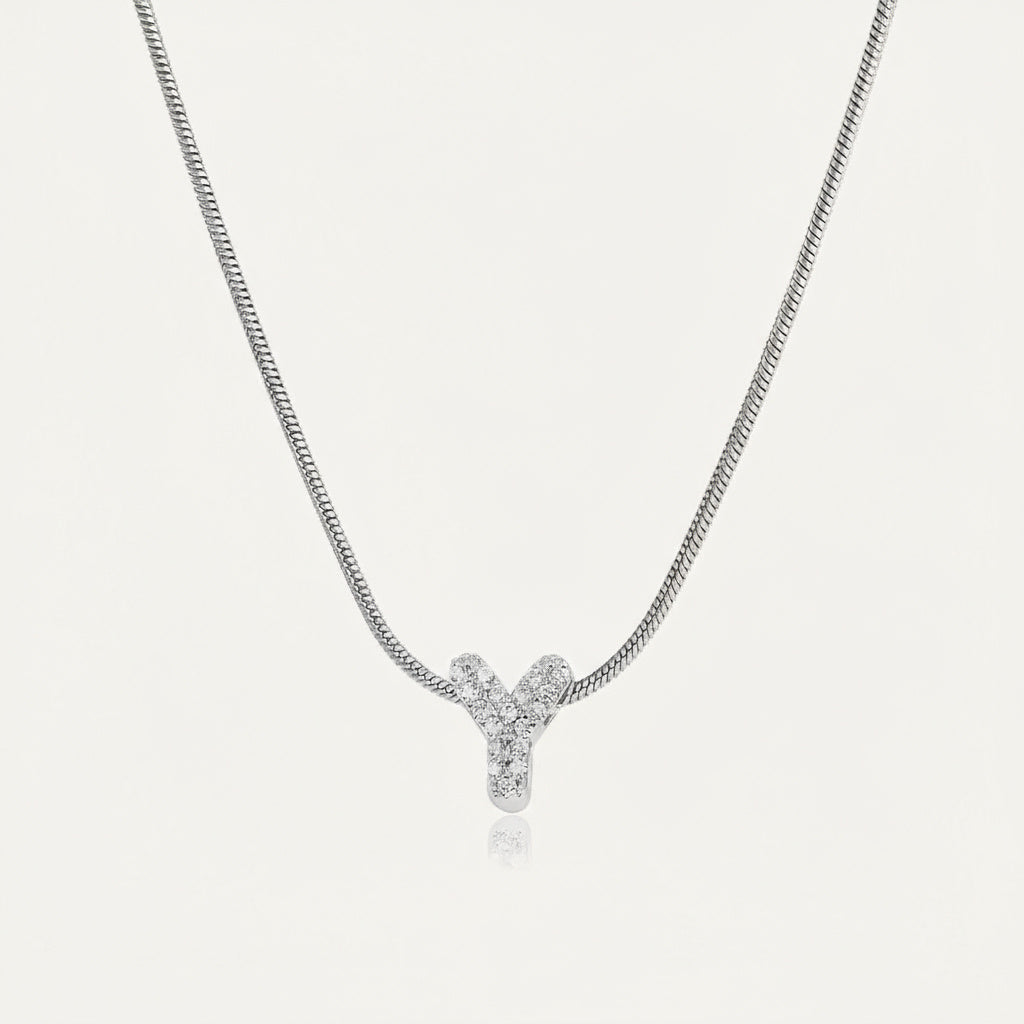 Dainty Bubble Diamond Initial Necklace