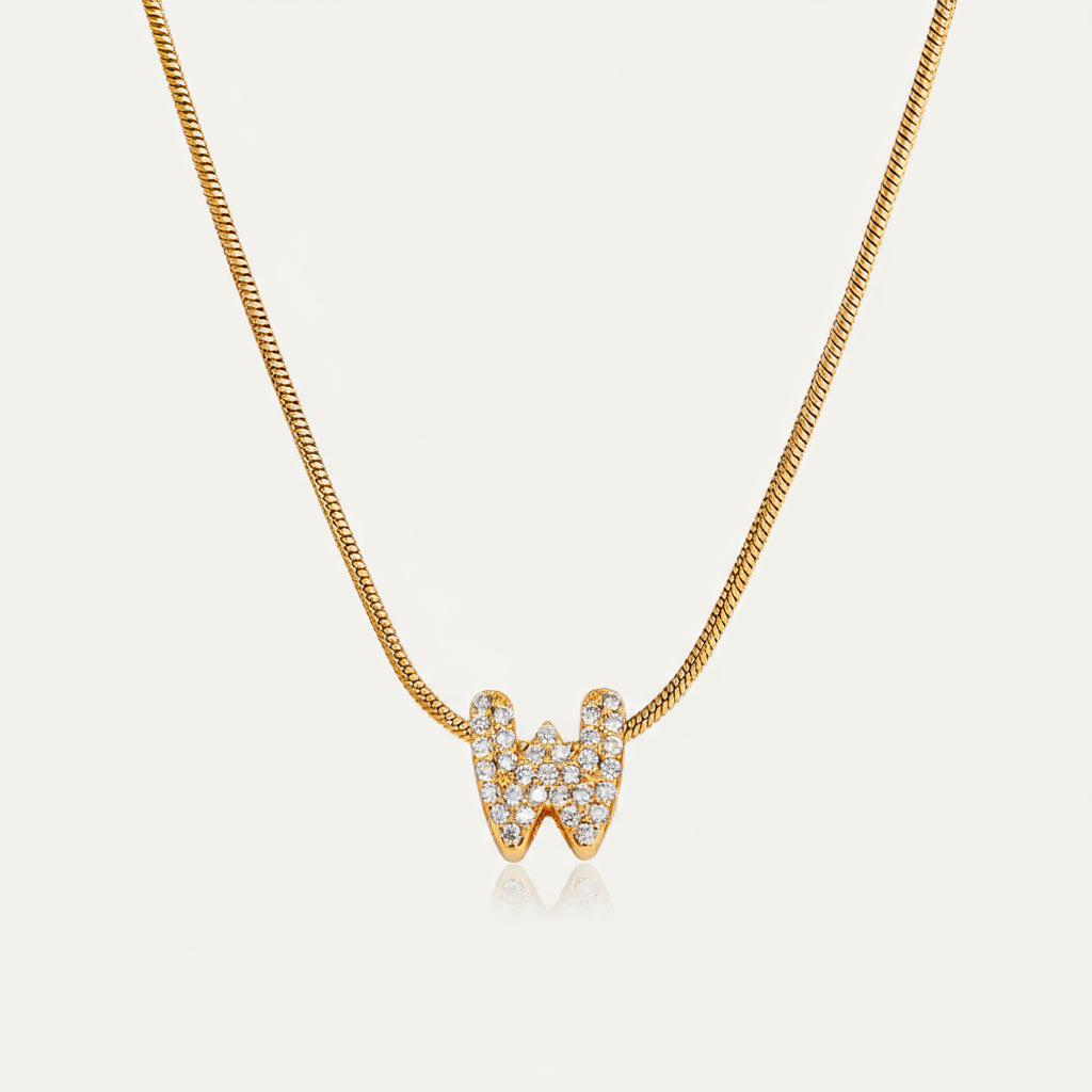 Dainty Bubble Diamond Initial Necklace