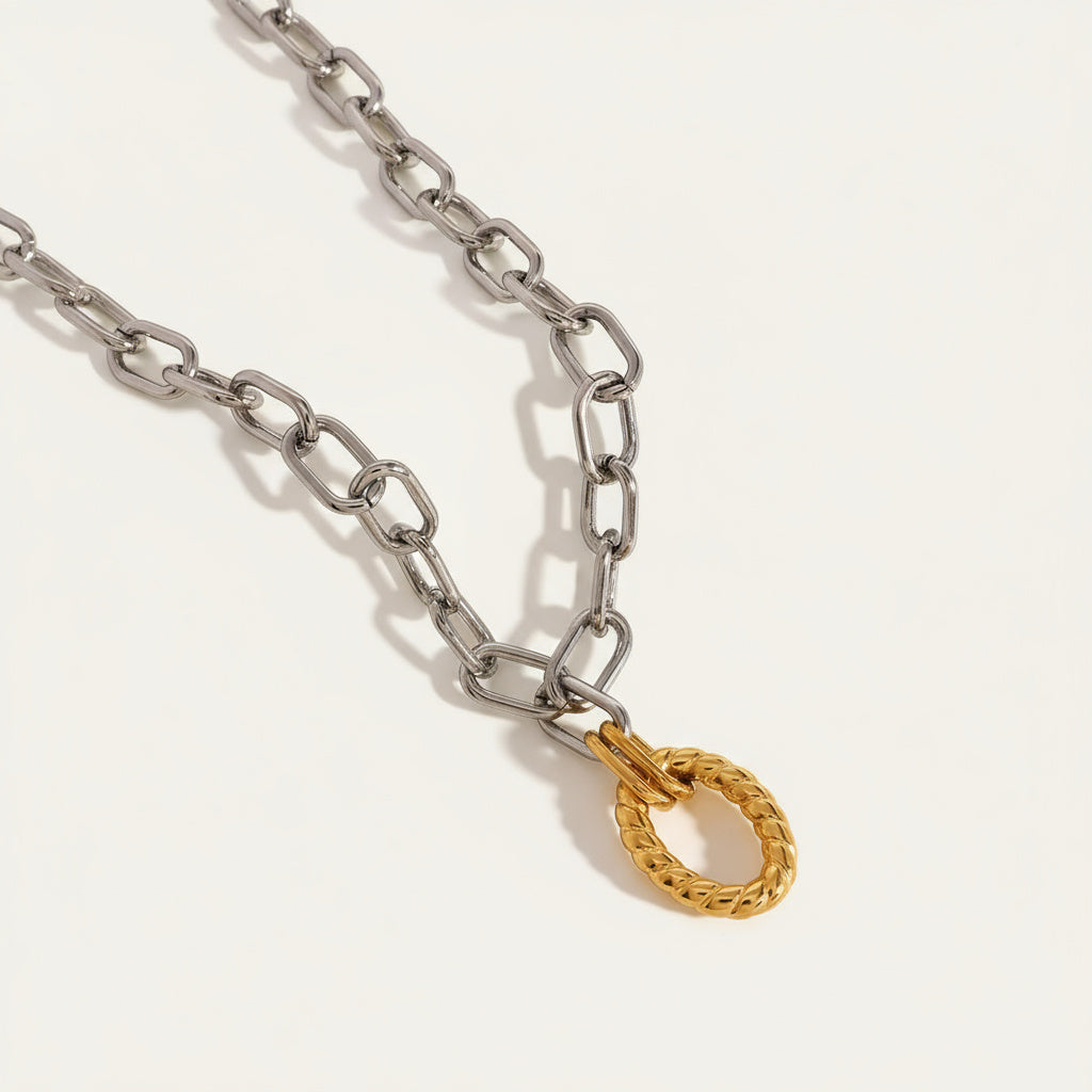 Interlock Oval Pendant Necklace
